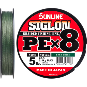 Шнур Sunline Siglon PE х8 150 м # 0.3/0.094 мм 2.1 кг Темно-зелений (16580972) ТОП в Одесі