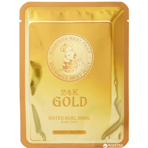 Омолаживающая маска с Золотом и Секретом улитки Elizavecca 24K Gold Water Dew Snail 10 шт по 25 мл (8809520941679) лучшая модель в Одессе