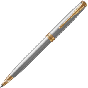 Ручка кулькова Parker Sonnet 17 Stainless Steel GT BP Чорна Сріблястий корпус (84 132)