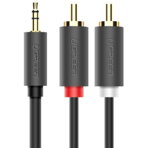Інсертний кабель Ugreen AV102 3.5 мм to 2RCA Audio Cable 1 м Gray (904019621) краща модель в Одесі