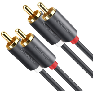 Инсертный кабель Ugreen AV104 2RCA to 2RCA Audio Cable 1 м Black (90401971) лучшая модель в Одессе