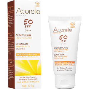 Сонцезахисний крем для обличчя Acorelle SPF50 органічний 50 мл (3700343046112) ТОП в Одесі