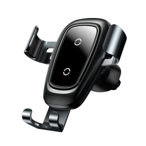 Автоутримувач із бездротовою зарядкою Baseus Metal Gravity Car Mount 1.7A Qc3.0 Сірий (RO-22377) краща модель в Одесі