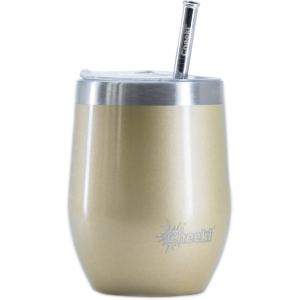 Бокал для напоїв Cheeki зі сталевою трубочкою 320 мл Insulated Wine Tumbler Soft Gold (WTB320SG2)