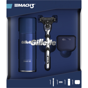 Подарунковий набір для чоловіків Gillette Бритва з 1 змінною касетою Mach 3 + Гель Fusion Ultra Sensitive 75 мл + Дорожній чохол (7702018508624) ТОП в Одесі