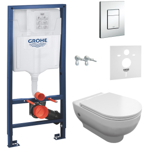 хороша модель Інсталяція GROHE Rapid SL 38772001 + прокладка 3713100 + унітаз VOLLE Virgo Rimless 13-23-455 із сидінням Slim Soft Close дюропласт