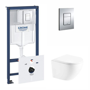 Набор инсталляция 5 в 1 Grohe Rapid SL 38827000 + унитаз с сиденьем Qtap Robin QT1333046ENRW лучшая модель в Одессе