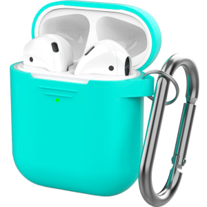 Класичний Силіконовий чохол AhaStyle з карабіном для Apple AirPods Mint green (AHA-01060-MGR)