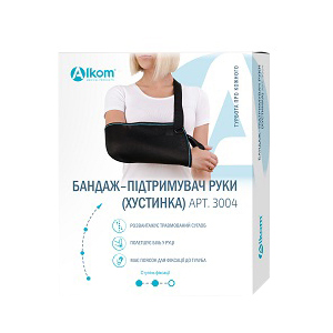 Бандаж-підтримувач (косинка) для руки Алком 3004 розмір 3 (40-45 см/47 см) Чорний (4823058901077) ТОП в Одесі