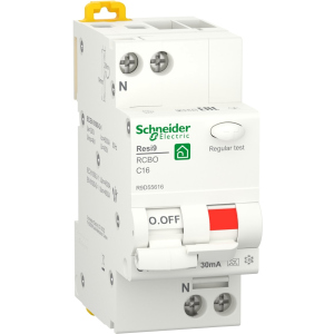 Диференціальний автоматичний вимикач Schneider Electric RESI9 16 А, 30 мА, 1P+N, 6кA, крива С, тип А ТОП в Одесі