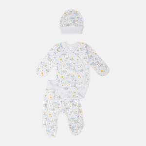 Комплект (боді+повзунки+чепчик) Garden Baby 40194-02 62 см Хмари блакитні (4824019402220) в Одесі