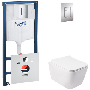 Інсталяція GROHE Rapid SL 38772001 + унітаз QTAP Crow QT05335170W із сидінням Soft Close дюропласт