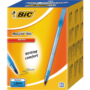 Набір кулькових ручок BIC Round Stic M Blue, 60 шт., вузол для письма 1мм, товщина лінії 0,4мм (3086123256378) ТОП в Одесі