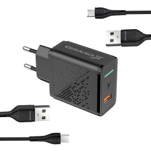 Зарядний пристрій Grand-X Fast Charge 5-в-1 QC3.0, AFC, SCP, FCP, VOOC 22.5W + microUSB + TypeC (CH-850MT) в Одесі