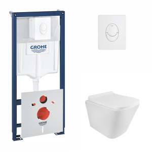 Набор инсталляция 4 в 1 Grohe Rapid SL 38722001 + унитаз с сиденьем Qtap Tern QT1733052ERW лучшая модель в Одессе