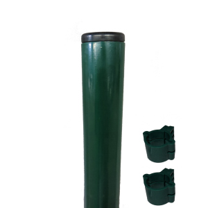 Столб заборный Техна Эко металлический круглый с полимерным покрытием и креплениями 1500 мм D=45 мм Зеленый (RAL6005 PTE-04) ТОП в Одессе