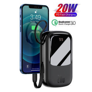 Павербанк Baseus Q Pow 20000 mAh 20W Quick Charge + кабель Lightning для iPhone/iPad/Samsung/Xiaomi/Huawei black лучшая модель в Одессе