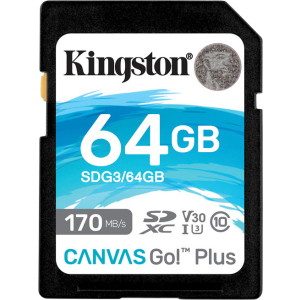 Kingston SDXC 64GB Canvas Go! Plus Class 10 UHS-I U3 V30 (SDG3/64GB) лучшая модель в Одессе