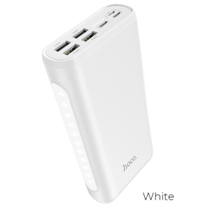 Повербанк с фонариком HOCO Snowflake J60 30000mAh |4USB/Type-C/Lightning, 2A| Белый надежный