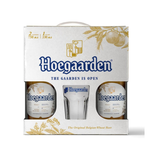 Подарункова упаковка пива HoeGaarden Witbier світле нефільтроване 4.7% 0.75 л + Склянка 0.3 л (5410228158431) в Одесі