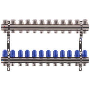 Коллекторный блок с термостатическими клапанами KOER KR.1100-12 1”x12 WAYS (KR2638) лучшая модель в Одессе
