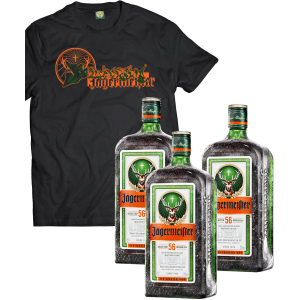 купить Ликер Jagermeister 0.7 л 35% 3 бутылки (+эксклюзивная футболка)(DESIGN2) p.L (4067700013018_Y_L)