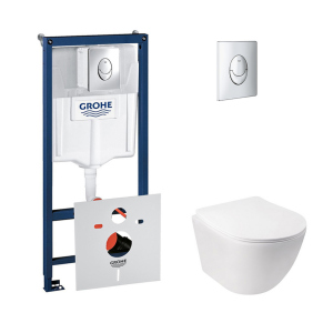 Набор инсталляция 4 в 1 Grohe Rapid SL 38721001 + унитаз с сиденьем Qtap Jay QT07335176W лучшая модель в Одессе