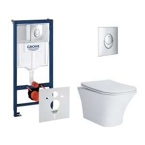 Набір інсталяція 4 в 1 Grohe Rapid SL 38721001 + унітаз з сидінням Qtap Presto QT24332615EW в Одесі