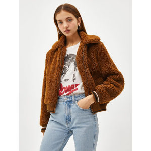 Полушубок Bershka XAZ152755BYFP L Темно-коричневый (DD8000003235890) лучшая модель в Одессе