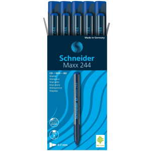 Набір маркерів для CD та DVD Schneider Maxx 244 0.7 мм Синій 10 шт (S124403) краща модель в Одесі