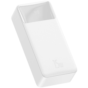 Повербанк BASEUS Bipow Digital Display Power Bank 30000mAh | 2USB/1Type-C, 3A/15W, QC | White краща модель в Одесі