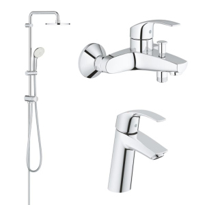 Набір змішувачів 3в1 Grohe Eurosmart 123389M хром (81260) краща модель в Одесі