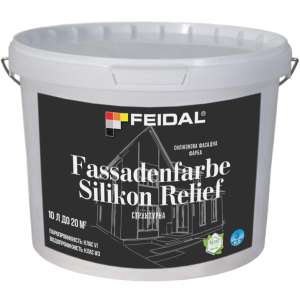 Силиконовая фасадная краска Feidal Fassadenfarbe Silikon Relief 10 л (4820232441275) лучшая модель в Одессе