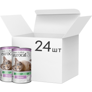 хорошая модель Упаковка влажного корма для взрослых котов EuroCat всех пород c печенью 24 шт по 415 г (5999886848118)