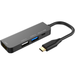 USB-хаб XoKo AC-400 Type-C на HDMI+USB 3.0+USB 2.0+Micro USB (XK-AC-400) в Одесі