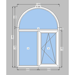 Арка металлопластиковая Rehau Euro 60 mm 1-створчатое поворотно-откидное, фурнитура Siegenia, 1300х1880 мм, белая лучшая модель в Одессе