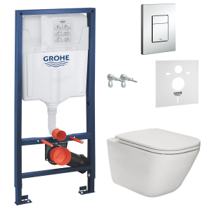 Інсталяція GROHE Rapid SL 38772001 із панеллю змиву Skate Cosmopolitan 38775001 + унітаз ROCA Gap Rimless A34H470000 із сидінням Slim Soft Close краща модель в Одесі