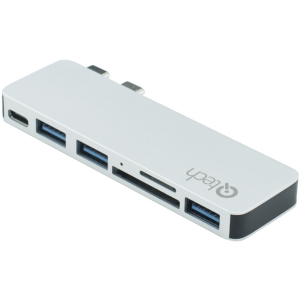 USB-хаб Qitech Aluminium Mini Type-C + Type-A + MicroSD + SD для Macbook Pro і Air Silver (QT-Hub4_sl) краща модель в Одесі