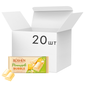 Упаковка шоколада Roshen со вкусом ананаса пористый белый 80 г х 20 шт (4823077627514) лучшая модель в Одессе
