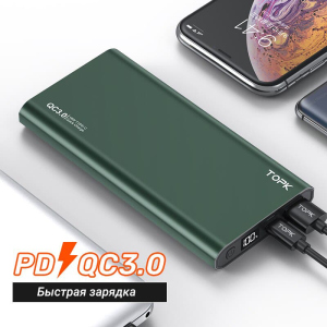 УМБ Power Bank TOPK I1006P 10000 mAh QC/PD 18W Green в Одессе