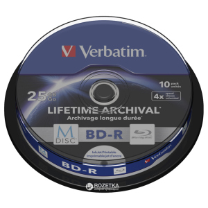 Verbatim M-Disc BD-R 25 GB 4x Cake 10 шт Printable (43825) краща модель в Одесі