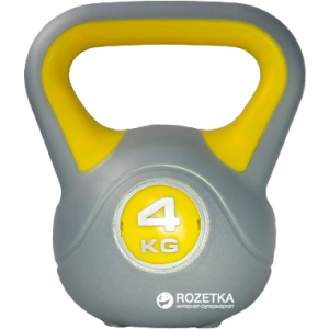 Гиря LiveUp Plastic Kettel Bell 4 кг Grey/Yellow (LS2047-4) ТОП в Одессе