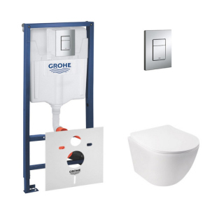 Набір інсталяція 4 в 1 Grohe Rapid SL 38772001 + унітаз з сидінням Qtap Jay QT07335176W краща модель в Одесі