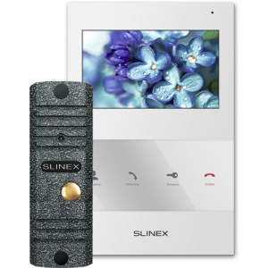 Комплект відеодомофону Slinex SQ-04 White + Виклична панель ML-16НR Grey Antiq (SQ-04(б)+ML-16НR(ант)) ТОП в Одесі
