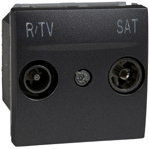 Розетка TV-FM-SAT 2-модульная Schneider Electric Unica простой 10-2400 МГц Графитовый (MGU3.454.12)