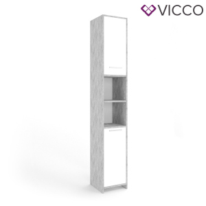 Шкаф пенал для ванной Vicco Kiko, 30x190, бетон лучшая модель в Одессе